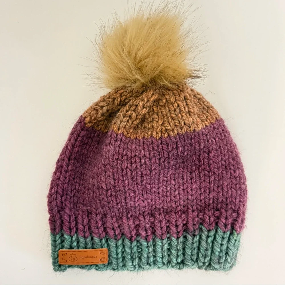 Hand-Knitted Pom Beanie | One-of-a-Kind